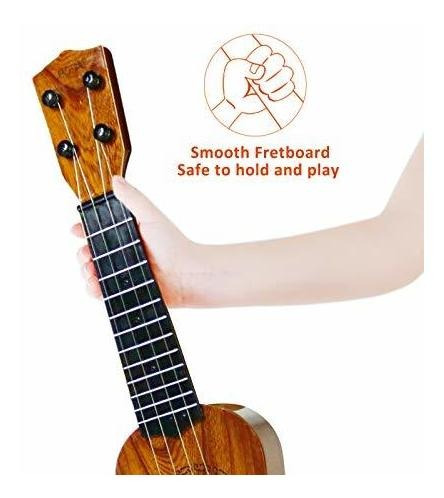 Guitarra Para Niños De Plastico 17 Pulgadas Con 4 Cuerdas Marrón