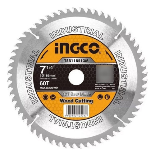Disco Circular 7 1/4 Pulgadas 60d Ingco Tsb118513 Madera