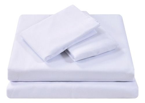 Juego De Sabanas Matrimoniales Microfibra Blancas Blanco