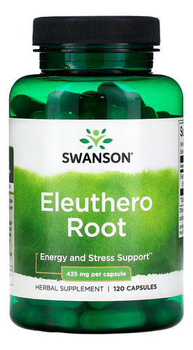 Raiz De Eleuthero 425mg Swanson 120 Cápsulas +porta Caps Sabor Sem sabor