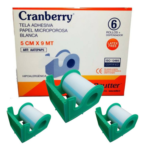 Tela Adhesiva Papel Microporosa 5 Cm Cranberry Pack 6 Unid.