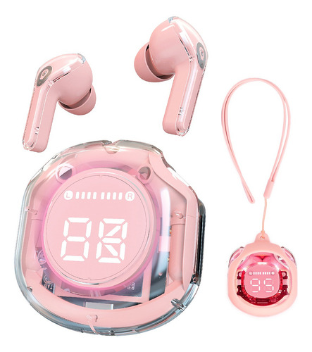 Audifonos Bluetooth Auriculare Inalambricos Transparente Led Color Rosa