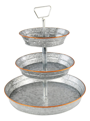 Home-x Soporte Galvanizado De 3 Niveles, Decoracion Rustica