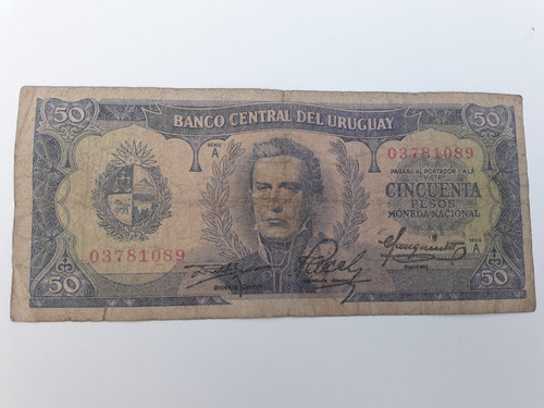 Billete 50 Pesos Uruguayo Usado Ver Fotografías Serie A