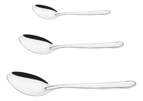 Kit 12 Colher Chá + 12 Colher Sobremesa + 12 Colher Mesa Aço Inox