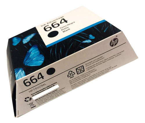 Cartucho De Tinta Hp 664 Negra, Original, 1 Pza.