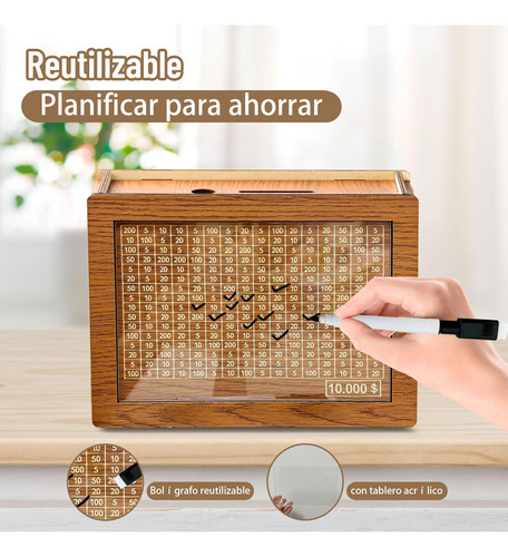 Alcancia De Madera Para Objetivos Con Números Caja De Ahorro