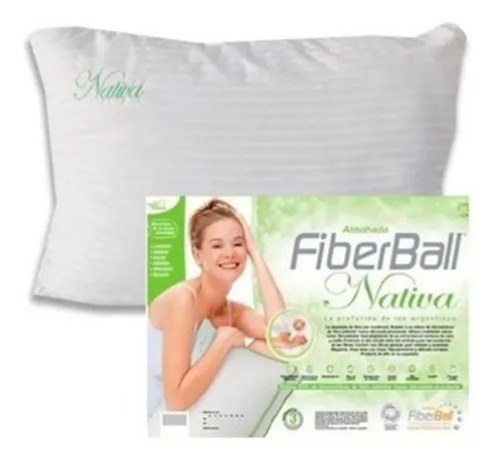 Almohada Fiberball Nativa Con Faja Fibra Siliconada 70x40 Color Blanco