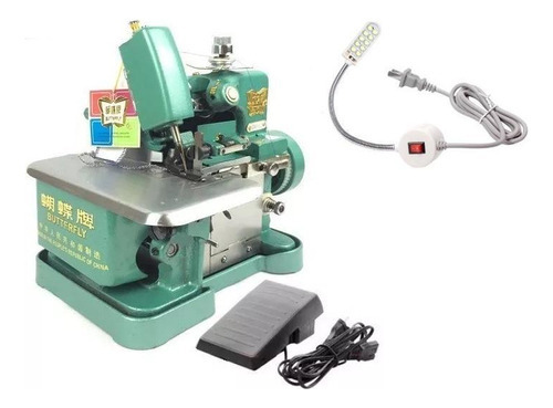 Maquina Costura Overlock Butterfly +led+pedal Eletrônico220v Cor Verde-claro 220V