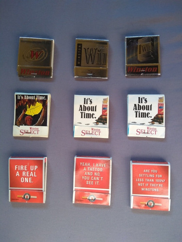 Set 9 Cajas De Fósforos Coleccionables Cigarrillos Winston