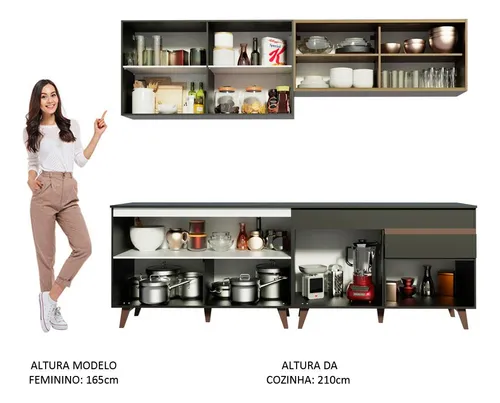 Cocina Integral Reims 2.40m Negro/marrón 01
