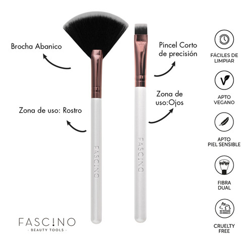 Imagen 7 de 12 de Set 18 Brochas Y Pinceles De Maquillaje Crueltyfree Fascino