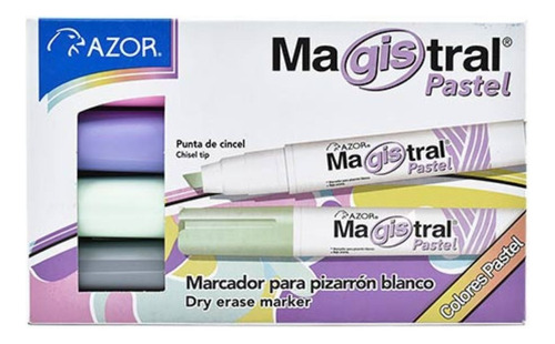 4 Marcadores Pizarron Blanco 6mm Magistral Pastel Azor