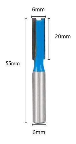 Imagem 3 de 4 de Fresa Reta Para Tupia Haste 6mm Corte 6mm X 20mm