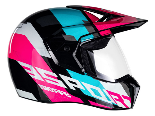 Capacete Feminino Bieffe 3 Sport Adventure Cross Trilha Rosa Cor Preto brilhante/rosa Tamanho do capacete 58