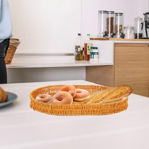 Cesta De Pan De Ratán De Imitación, Bandeja 40x29,5x4,5cm