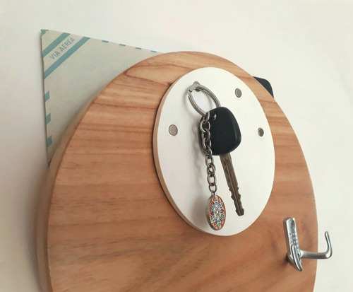 Imagen 3 de 6 de Recibidor Perchero Madera Paraíso + Porta Llaves Magnético