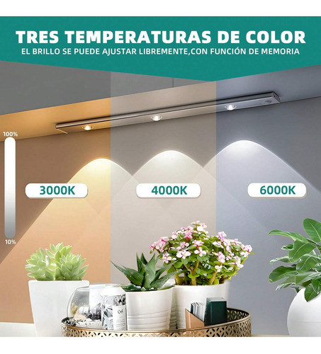 Luz Led Sensor De Movimiento,40cm Recargable Con 3 Colores