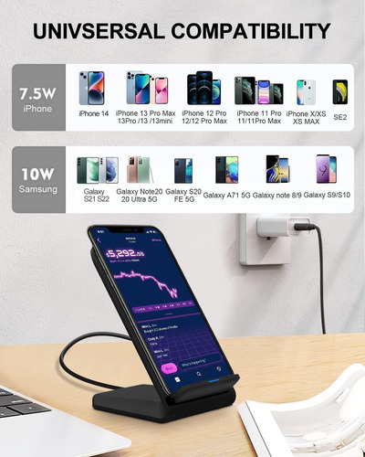 Cargador Inalámbrico Rápido De 10 W, Soporte De Carga Compat