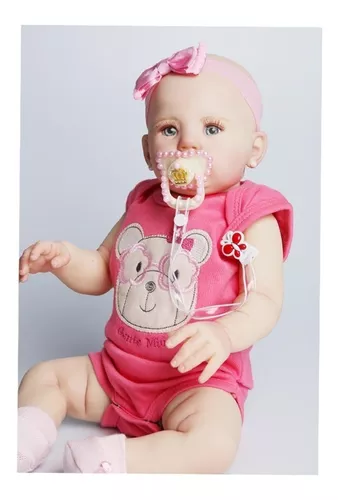 Boneca Bebê Reborn Abigail Sorrindo 48cm Corpo de Silicone Mundo Kids