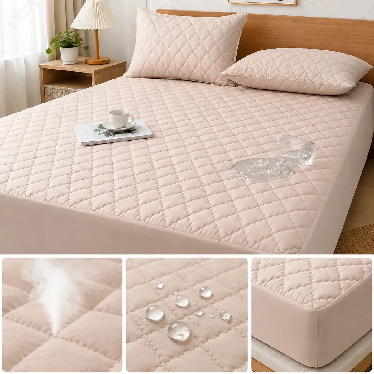 Protector de Colchón Impermeable Matrimonial Ajustable para Cama y Hotel