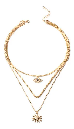 comprar Collar Gargantilla De Mujer Dije Ojo Turco Y Sol Moda