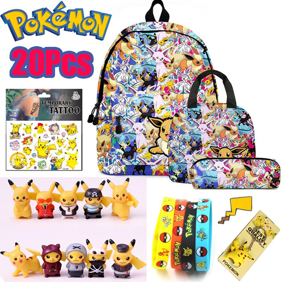 20 Piezas Pokémon Pikachu Mochila Lápiz Escolar Para Niños 