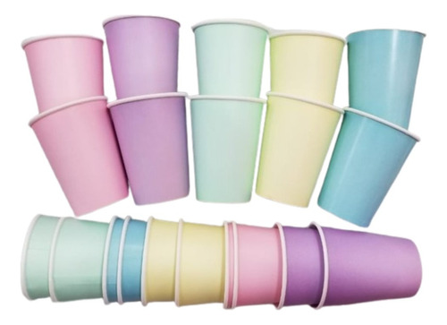 Vaso Polipapel Tonos Pasteles Para Eventos 240cc Pack X10