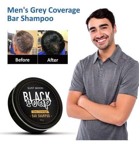 3pcs Shampoo Para Hombre Tinte Negro Jabon En Barra