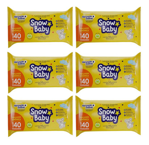 Kit 6 Toalha Umedecida Hidratação Intensa 140 Un - Snowbaby