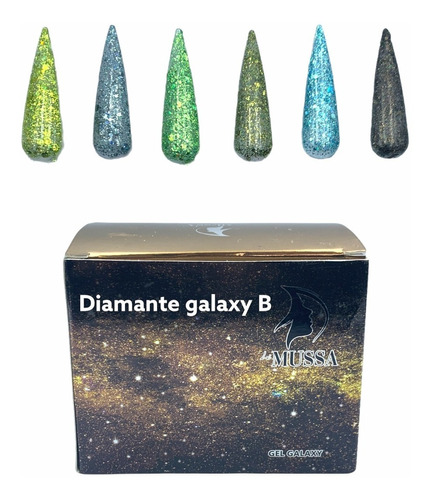 Gama Gel Uv Para Uñas Efecto Diamante Galaxy 6 Piezas 10 Ml