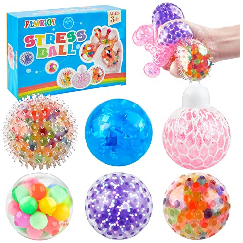 Squishy Stress Balls, 6 Pack Sensory Stress Ball Set Fo...