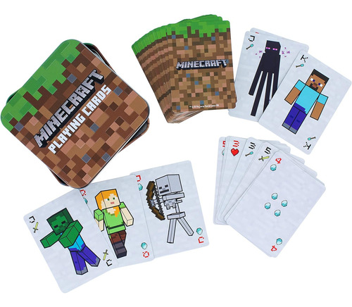 Baraja De Cartas Estándar De Minecraft Lata De Viaje D...