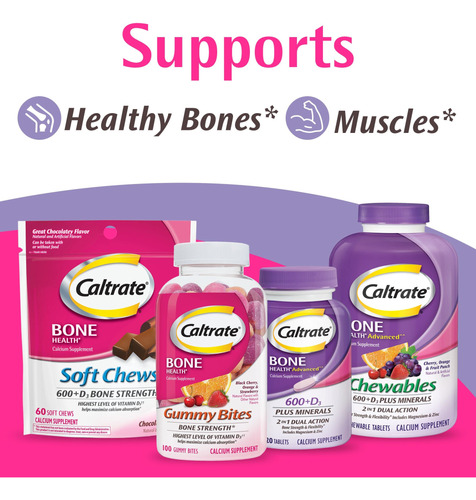 Suplemento Caltrate Chewables 600 Plus D3 Plus Minerals