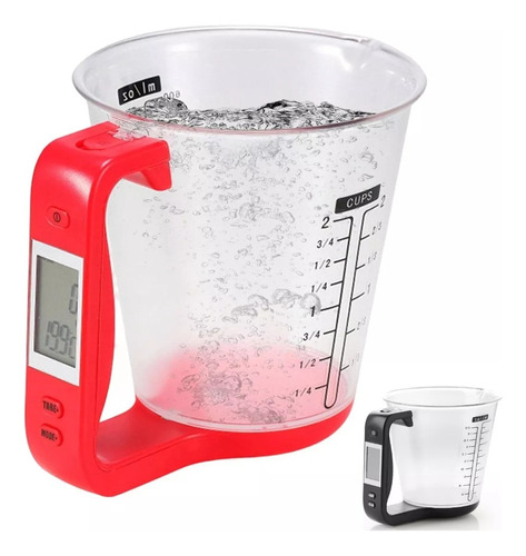 Taza Medidora Digital Con Termómetro 600 Ml Cocina De Pilas