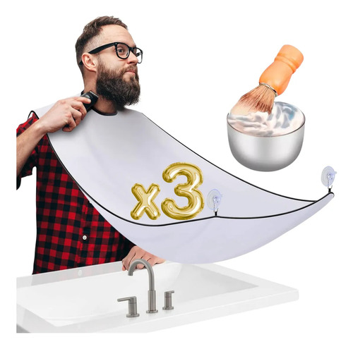 Kit Barba 3pz Capa Recolectora, Brocha, Tazón Metálico Barba