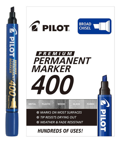 Caja C/10 Marcadores Plumones Permanentes Pilot Marker 400 Color Azul