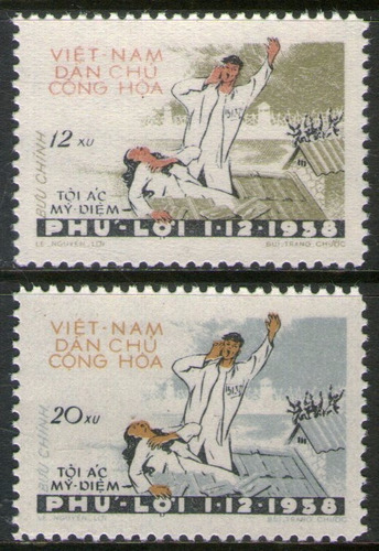 Imagen 1 de 1 de Vietnam Del Norte 2 Sellos Nuevos Masacre De Phu Loi 1959