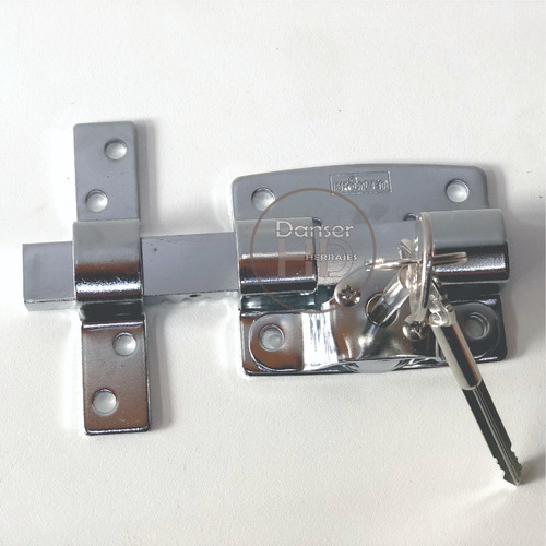 Imagen 8 de 8 de Cerrojo Pasador Seguridad Llave Cruz Acero Niquelado, Oferta