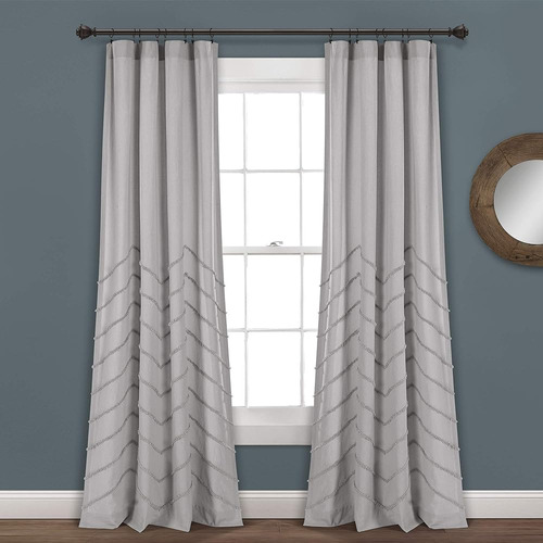 Exuberante Decoración Gris Claro Chenille Chevron Window Cur