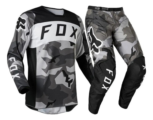 Conjunto Motocross Fox 180 Bnkr Camu Adulto Solomototeam