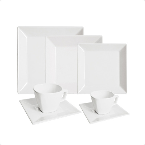 Set Platos X42 Cuadrados Porcelana Vajilla Oxford Blanco  