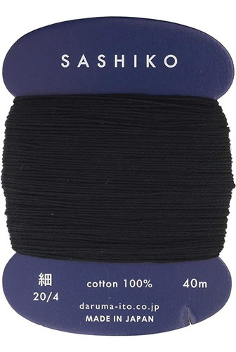 Yokota - Hilo De Sashiko De 131.2 ft De Grosor, Color Negr.