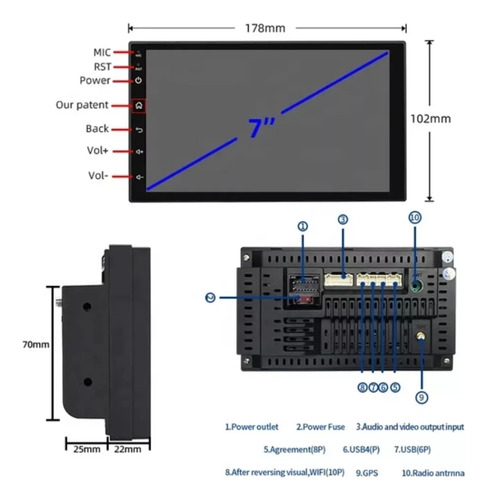 Radio Multimedia Android 7 Wifi-gps Y Cámara De Reversa
