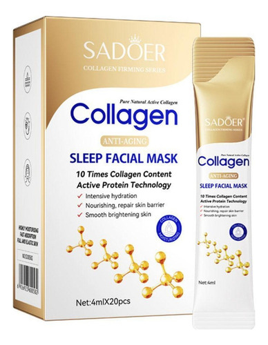 Máscara De Dormir Reafirmante Com Colágeno, 20 Unidades/
