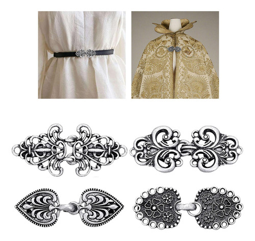 2 X 4 Pares De Manto Medieval Estilo Vintage Fecho Fecho