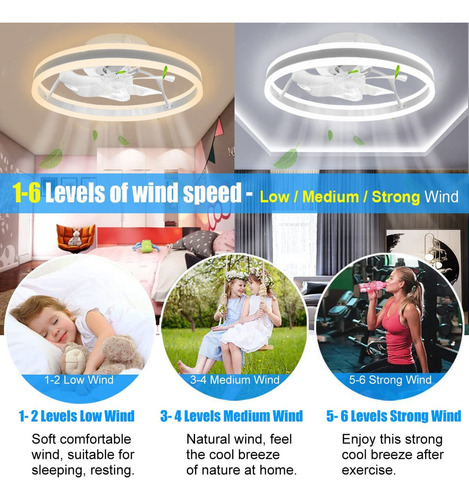 Ventilador Techo Luz Moderno Tres Colores Dimmable+control