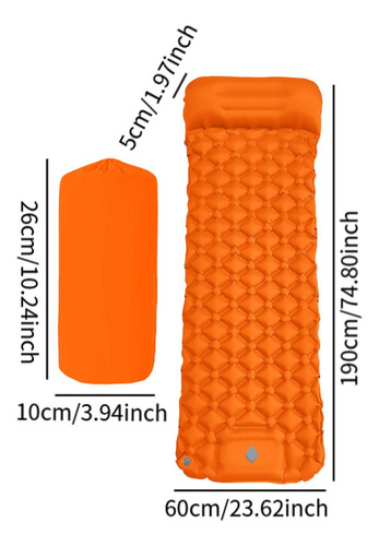 Colchoneta Para Dormir Para Acampar Con Almohada, Naranja