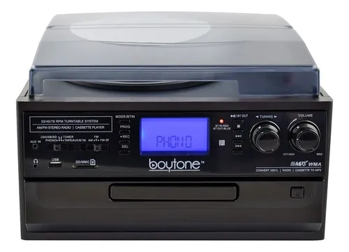 Boytone Bt-22b, Tocadiscos Bluetooth, Radio Am/fm, Cassette.