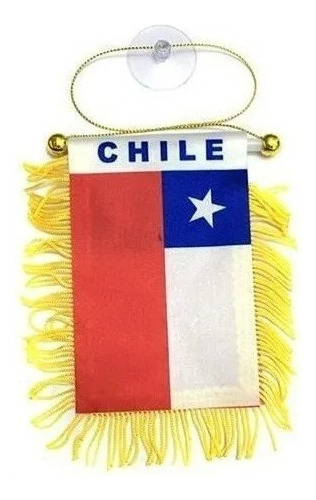 Pack 12 Banderas De Chile Con Flecos Ventosa Fiestas Patrias